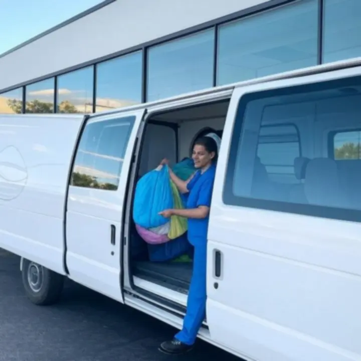 WAFFLE ADVERTISING LTD házhoz menő mosodai kiszállító furgon